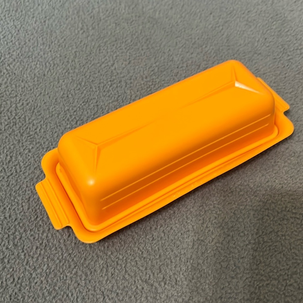 Vintage Butter Dish, MCM Orange Plastic With Lid